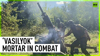 Russian 82-mm ‘Vasilyok’ automatic mortar crew in action