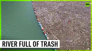 Plastic waste fills Bosnia's Drina River