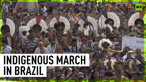 Indigenous protesters march on Brazil Congress