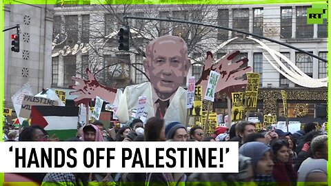 ‘End all US aid to Israel’ | Pro-Palestine protesters march in NYC