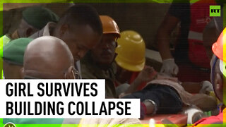 Girl saved from rubble after building collapses in Kenya