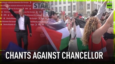 Scholz heckled by pro-Palestine protesters during rally in Duisburg