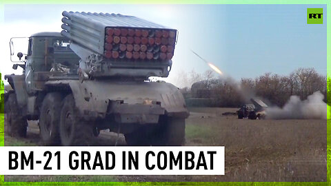 Grad multiple rocket launchers strike Ukrainian military targets