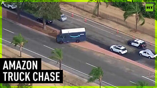 Police chase suspect driving stolen Amazon truck