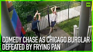 Comedy chase as Chicago burglar defeated by frying pan