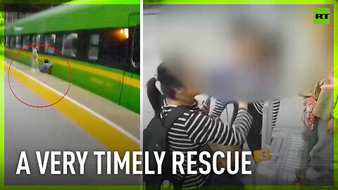Police save boy after falling into gap on train platform