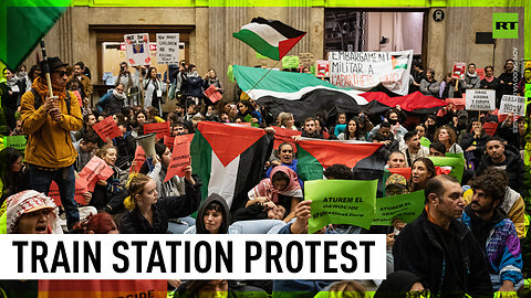 Pro-Palestinian protesters take over Barcelona train station