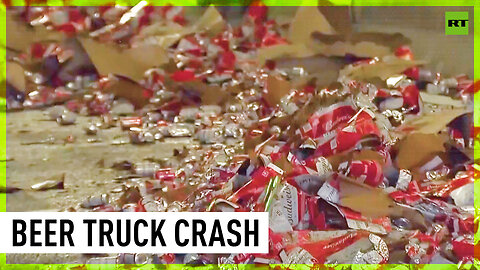 Truck loaded with 18 tons of beer overturns on highway in Chile