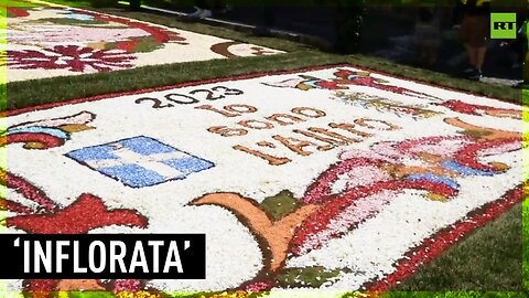 Floral carpets cover streets at Infiorata festival in Genzano di Roma