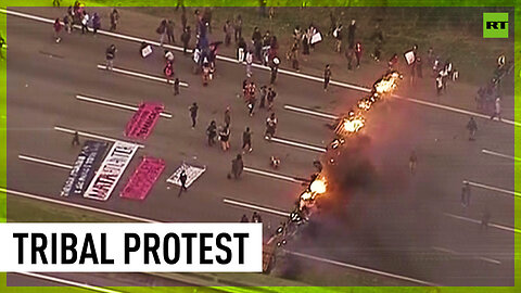 Indigenous tribal members block busy highway in Brazil