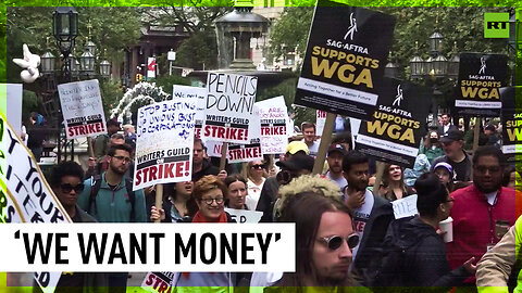 Hollywood writers rally in NYC demanding payment guarantees