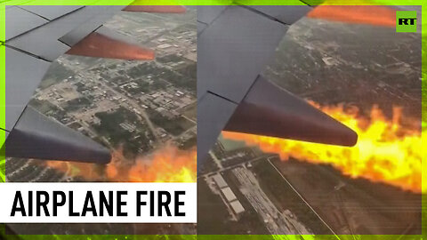 Plane engine starts shooting FIRE midair