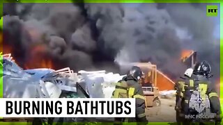Russian firefighters battle factory blaze
