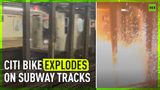 Citi Bike explodes on Queens subway tracks after getting run over by train