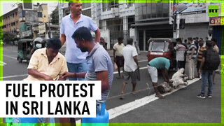 Streets blocked in Colombo fuel protests