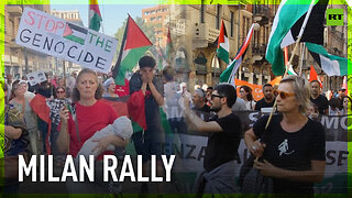 Pro-Palestinian demonstrators march in Milan to show solidarity with Gaza