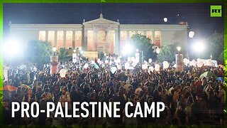 Overnight pro-Palestine protest at University of Athens