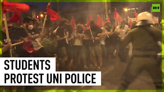Students protest against university police in Athens