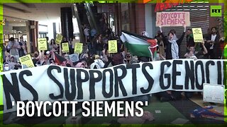 Scuffles erupt at sit-in protest calling for boycott of Siemens in Berlin