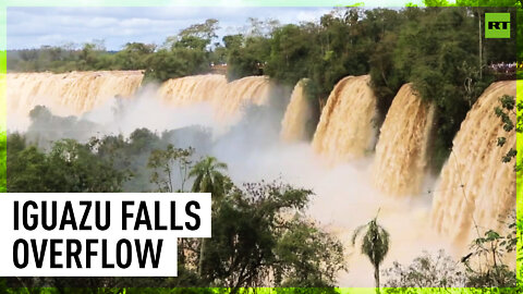 Iguazu Falls overflow ten times the norm due to storms
