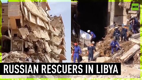 Russian rescuers remove rubble in flood-devastated Derna, Libya