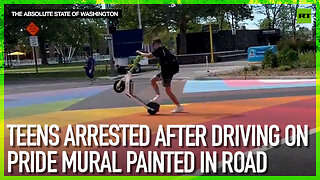 Teens arrested after driving on pride mural painted in road