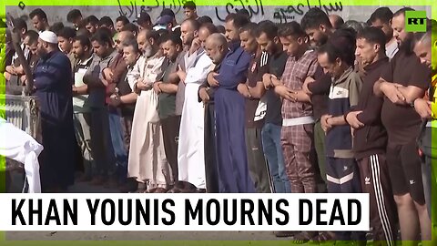 Citizens of Khan Younis mourn victims of Israeli airstrike on Gaza