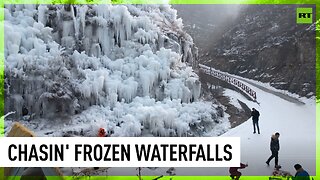 Enchanting frozen waterfalls amaze visitors in China’s Shandong province
