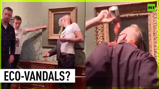 Man glues head to iconic painting