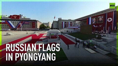 Russian flags seen in Pyongyang ahead of Putin's visit