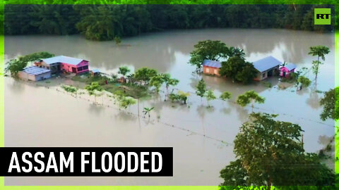 Assam’s landscape appears submerged due to floods