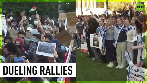 Pro-Israeli & pro-Palestinian protesters hold dueling rallies in NYC