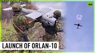 Russian combat crew launch Orlan-10 military drone