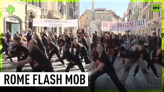 Activists dance in Rome to raise awareness on violence against women