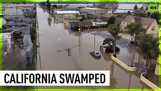 Floodwater rising after levee break in California