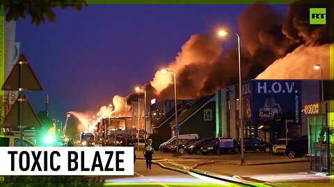 Huge fire engulfs industrial park in Netherlands