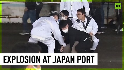 Moment explosive device thrown before Japanese PM’s speech