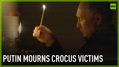 President Putin lights a candle in church for victims of Crocus terror attack