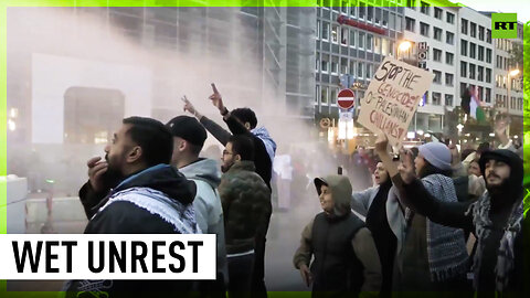 Frankfurt police hit pro-Palestine protesters with water cannons