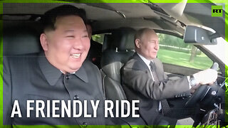 Putin and Kim Jong-un historical drive: View from Aurus interior