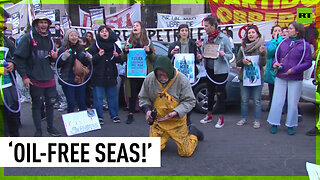 Demonstrators protest against offshore drilling plan in Argentine Sea