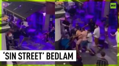 Massive brawl erupts on Spain’s ‘Sin Street’ with chairs flying