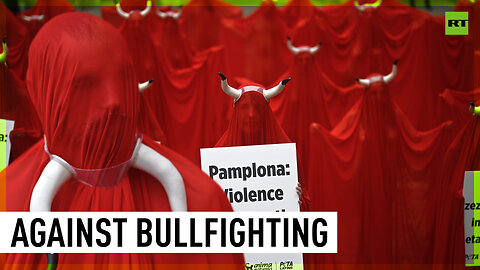 Pamplona activists stage bullfight protest on eve of San Fermin festival