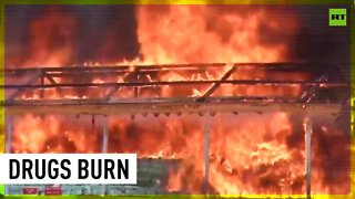 TONNES of narcotics burn on World Drug Day in Myanmar