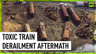 Ohio chemical train’s burnt cars scattered after accident