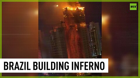 Massive fire engulfs high-rise building under construction in Brazil