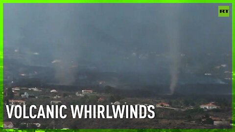 Whirlwinds form at La Palma volcanic activity site