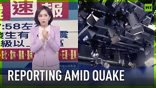 ‘LIVE’: News studio violently shakes during Taiwan earthquake