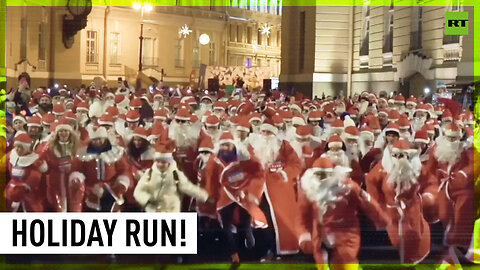 Frosty run: Race in Russian Christmas character costumes takes place in St. Petersburg