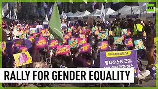 Koreans march through Seoul to mark International Women's Day